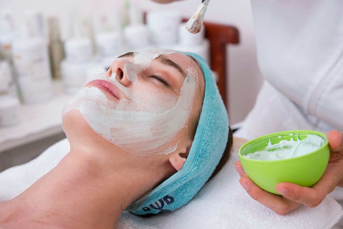 Calm, serene aesthetician studio treatment room